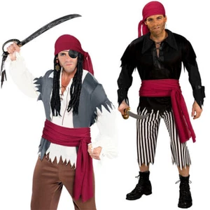 Medieval Pirate Skull Head Scarf Headband Sash Belt Adult Halloween Costume - Photo 1/15