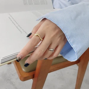 Minimalist Irregular •18K Gold Plated •Smooth Female Open Ring - Picture 1 of 8