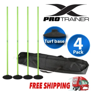 Agility Slalom Training Poles With Turf Base 2 Section Fluorescent Green 4 Pack - Picture 1 of 9