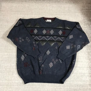 Vintage Pronto Uomo Sweater Mens Medium Pullover Blue Made In Italy Black - Picture 1 of 9