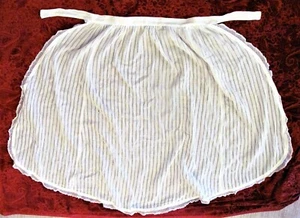 Antique Edwardian Victorian 1900s White Cotton Hand Made Kitchen Apron 28" long - Bild 1 von 5