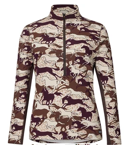 Kerrits Plüsch bedruckt Fleece halber Reißverschluss Top-S-Weinberg Galopp - Bild 1 von 3