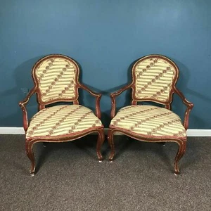 Pair of 19th Century French Louis XV Armchair W/ Red Pained Frame - Picture 1 of 6