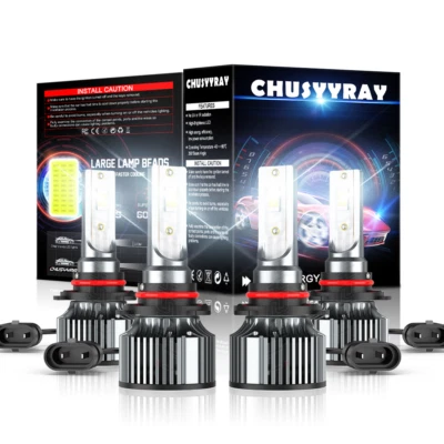 For GMC Jimmy 1996-2004 2005 4PCS 9005+9006 LED Headlights Hi+Lo Beam 6000K Bulb - Imagem 1 de 4