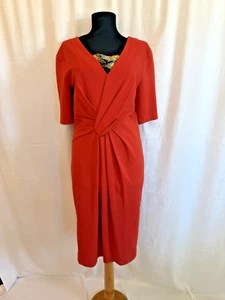 Escada Deep Orange Knit Folded Fabric Midi Dress - Size 38 - US 8 Medium - Picture 1 of 6
