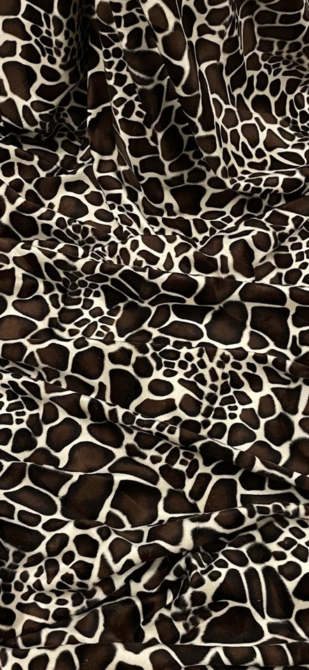 Ivory Brown Black Giraffe Velboa Fabric 58'' PRICE PER METER - Image 1 of 2