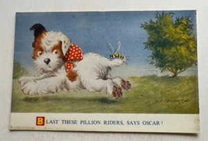 Vintage Comic Postcard Bamforth "Oscar the Pup" artist Fitzpatrick Dog Bee Sting - Picture 1 of 2