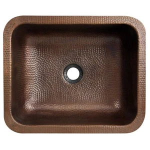 Nantucket Sinks REHC Hammered Rectangle Copper Bathroom Sink, 17" x 14" - Picture 1 of 7