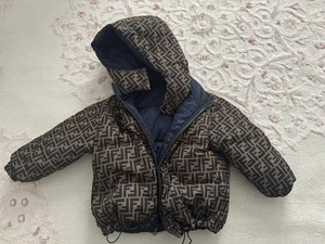 Fendi Kids Jacket Boys Size 4 Brown and Blue Full Zip - Picture 1 of 4