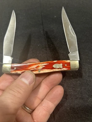 SCHRADE Red Marble Handles Muskrat Two Blade Number 77RM - Image 1 of 4