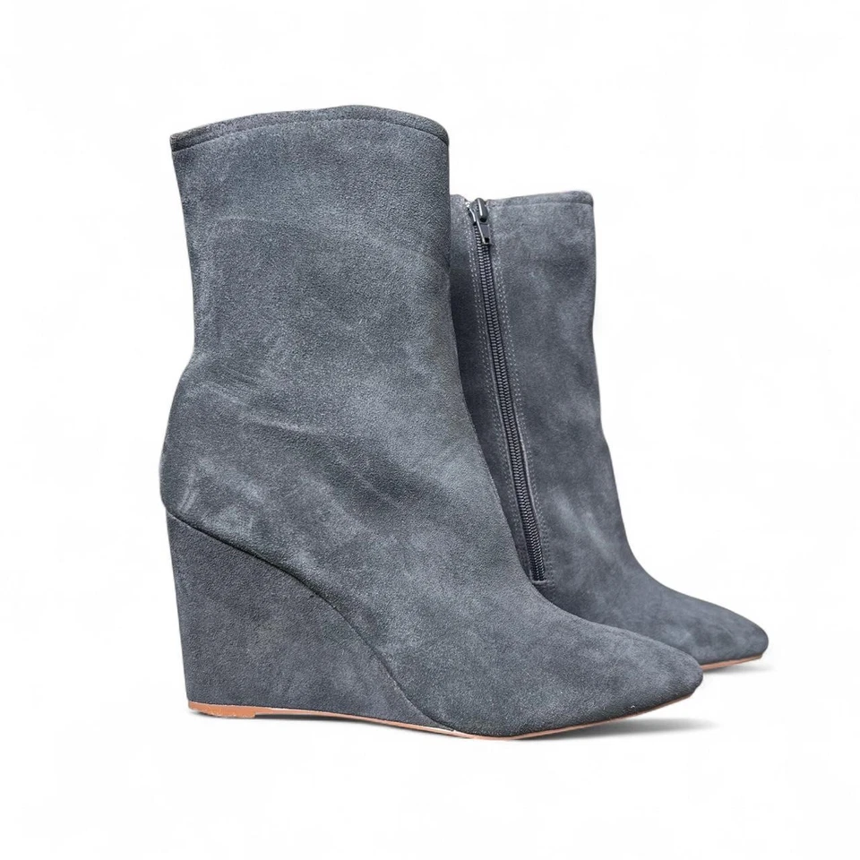 Botines de cuña de cuero gamuza genuino gris Matisse con cierre de cremallera lateral Foto 1 de 4