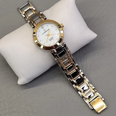 Женские кварцевые часы Liz Claiborne 1014 MOP разноцветные бриллианты ход 6,5 дюйма - Изображение 1 из 4