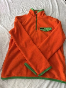 Polo Ralph Lauren orange Fleecepullover Pullover mit grünem Besatz 1/4 Zip Herren M - Bild 1 von 3