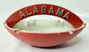 Vintage Alabama Crimson Tide Fußball geformt Metall Aluminium Aschenbecher Figur - Bild 1 von 10