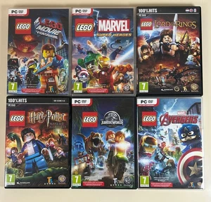 Lot 6 Jeux PC Lego Movie Marvel, Lord of Rings, Avengers, Harry Potter, Jurassic - Imagen 1 de 7