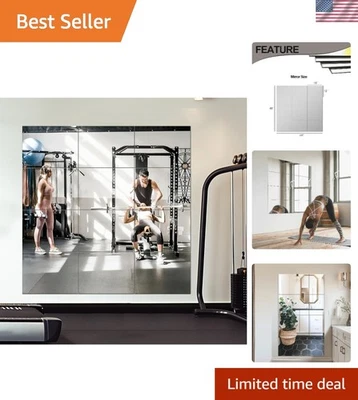 Frameless Glass Mirror Tiles 12-Pieces 16x12 - Versatile Home Décor Solution - Image 1 of 4