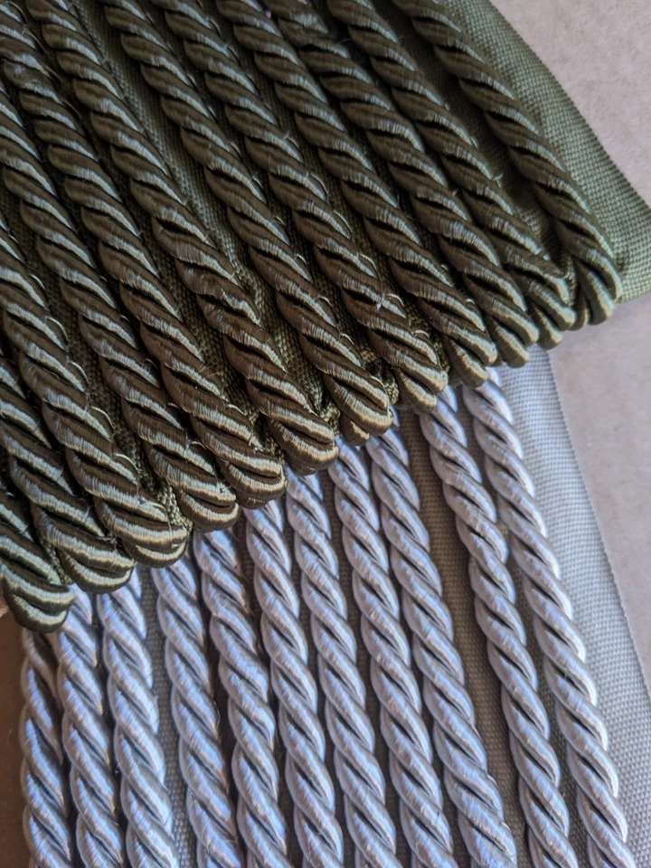 Costura cordón labial recorte trenza encuadernación tapicería almohadas artesanías 15 yardas musgo salvia Foto 1 de 4