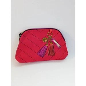 Borsa Trucco Vintage Estee Lauder Striscia Rossa con Portachiavi Nappe (3) - Foto 1 di 6