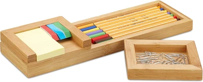 Stiftablage Bambus, 3-teiliger Schreibtisch Organizer, Stifteschale & Zettelhalt - Bild 1 von 4
