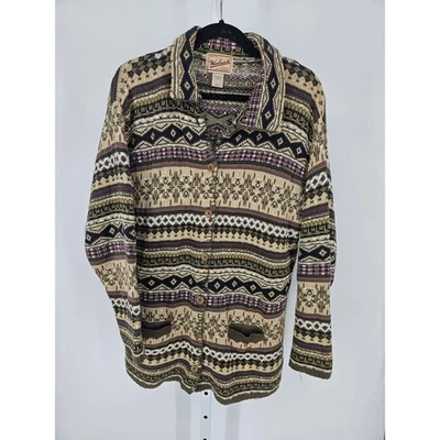 Cárdigan para mujer Woolrich multicolor geométrico botón delantero algodón talla L Foto 1 de 4