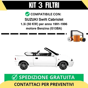 Kit 3 Filtri Tagliando per SUZUKI Swift Cabriolet 1.3i 50 kw Benzina 1991-1996 - Foto 1 di 2