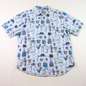 Camisa Tommy Bahama Mediana Azul Costero Cócteles Estampado Tencel Abotonada - Imagen 1 de 10