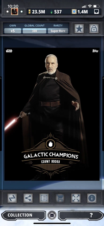 Topps Star Wars Digital Card Trader Galactic Champions 2 Count Dooku Insert - Image 1 of 1