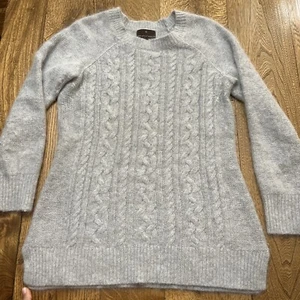Fenn Wright Manson Angora Blend Crew-Neck Sweater, Women's M, Grey Cable Knit - Picture 1 of 9