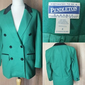 Vtg Pendleton Ladies 100%Virgin wool Green Sz 8 Blazer Overcoat double breasted - Picture 1 of 10