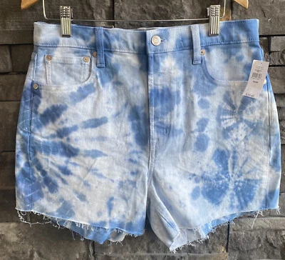 Pantalones cortos de mezclilla Gap de tiro alto de 4” azul tie dye para mujer talla 10 Y2K nuevos con etiquetas Foto 1 de 4