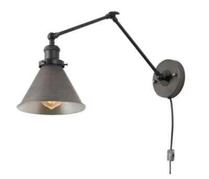 LNC A03466 1-Light Black and Gray Wall Sconce with Bell Lampshade - Picture 1 of 3