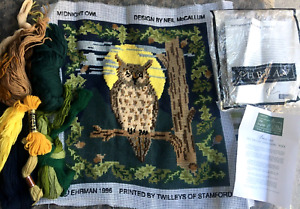 EHRMAN MIDNIGHT OWL Neil McCallum Tapestry Needlepoint KIT rare RETIRED 1996