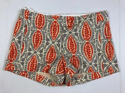 Pantalones Cortos Mujer J Crew Talla 2 Flora Paisley Lily Naranja Gris  Foto 1 de 4