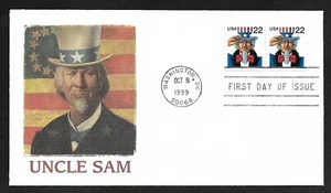 #3353 22c Uncle Sam - Fleetwood FDC Coil Pair - Picture 1 of 2