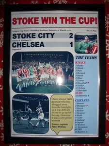 Stoke City 2 Chelsea 1 - 1972 League Cup - framed print - Picture 1 of 2