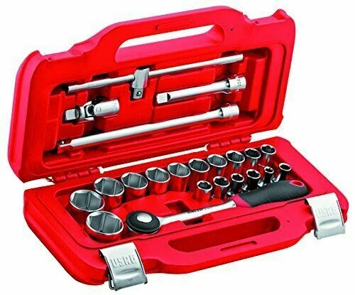Usag 601 1/2 J22 Assortimento in Cassetta Modulare con Bussole Esagonali - 22 Pezzi, Rosso (U06010003)