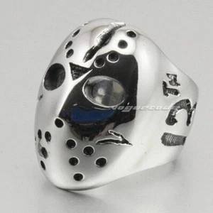 316L Stainless Steel Halloween JS Hockey Mens Biker Ring 3F001C - Picture 1 of 17