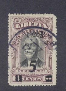 Liberia 1920, 5c on 10c Robertsport regis., left quad is UPRIGHT, used #182 - Picture 1 of 1