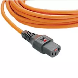Cable de extensión de alimentación IEC C14 enchufe macho a bloqueo hembra IEC C13 naranja 2 m metros - Imagen 1 de 3