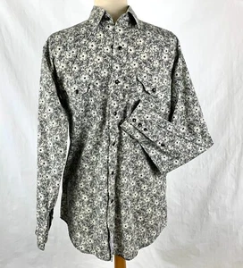 Panhandle Slim Cowboy Hemd M schwarz-weiß Blumen Druckknopfverschluss Langarm - Bild 1 von 11