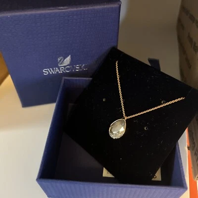 Collar colgante Swarovski gris cristal oro rosa nuevo con etiquetas Foto 1 de 4
