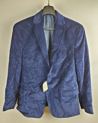 Chaqueta Blazer Alfani Para Hombres Talla 44 Regular Azul Marino Terciopelo Ajustado Dos Botones Foto 1 de 4
