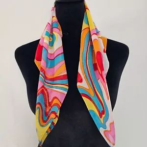 Cejon Accessories Chiffon Scarf 21x21" Sheer Mod Groovy 60's Psychedelic Pattern - Picture 1 of 8