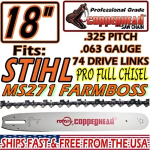 COPPERHEAD 18" BAR & PRO SAW CHAIN for STIHL MS271 MS290 26RS-74 - 3003 008 6817 - Picture 1 of 13