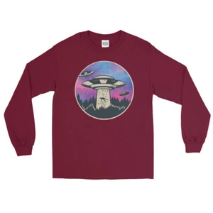 UFO Alien Abduction Men’s Long Sleeve Shirt - Picture 1 of 15