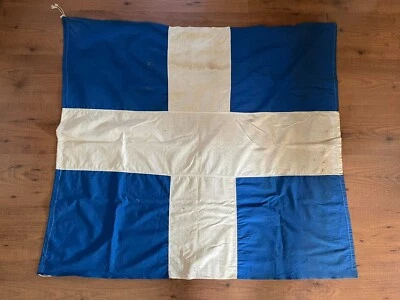 Beautiful Very Old & Vintage Greek Cross Flag 100 cm x 113 cm 1960s - Image 1 of 4