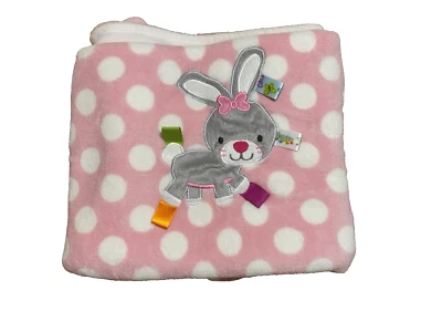 Taggies Pink Bunny Rabbit Polka Dot Baby Blanket 30x40 - Imagem 1 de 4