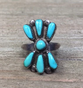 Anillo Zuni Petit Point Turquesa Plata Esterlina Vintage Talla 7 - Imagen 1 de 3