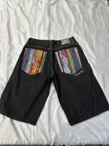 Coogi Baggy Jeansshorts Herren W40 Länge 28 blau Denim Jorts bestickte Taschen " - Bild 1 von 6