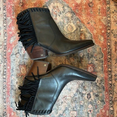 Botines Sam Edelman negros talla 10 Willis flecos usados en excelente estado Foto 1 de 4